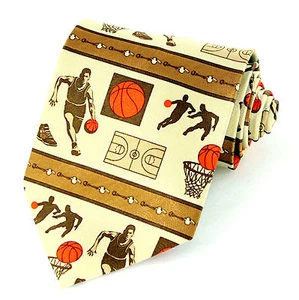 Basketball Game Men's Neck Tie Player Coach Ralph Marlin Fan Beige Neck Tie - Picture 1 of 3