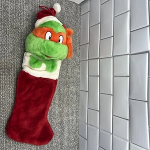 VTG Teenage Mutant Ninja Turtles Michelangelo Christmas Stocking 90s TMNT H4 - Picture 1 of 8