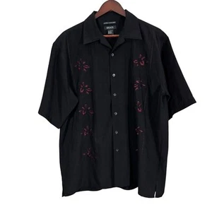 Bruno Sueded Microfiber Button Down Short Sleeve Embroidered Bowling Style Shirt - Picture 1 of 9