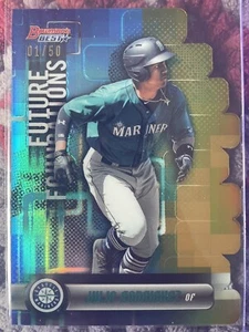 2019 Bowman's Best Julio Rodriguez Future Gold Refractor 1/50 Seattle Mariners - Picture 1 of 3