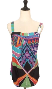 Pepe Jeans Size M 10-12 Jewel Colours Geometric Silk Sleeveless Cami Top - Picture 1 of 7