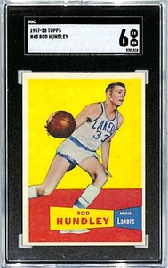 1957 Topps Basketball Card #43 ROD HUNDLEY Minn Lakers SGC Grade 6 EX-NM