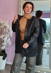 Restposten - Lederimitat Jacke - m. Collection - Schwarz mit Nieten - 50 - Bild 1 von 10