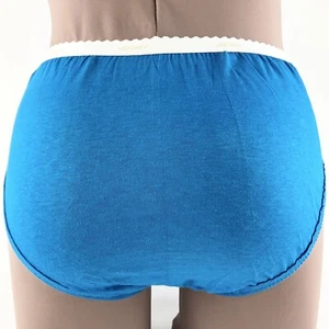 1987 Jockey Hipster Panties High Waist Signature Brief Blue Size 6 Combed Cotton - Picture 1 of 11