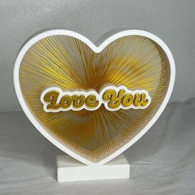 Gold Love You String Art Heart Tabletop Decor Romantic Modern Gift - Image 1 of 4