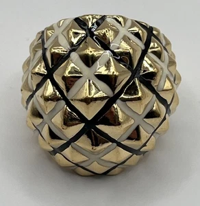 Vintage Kenneth Jay Lane KJL Ring Gold Tone Dome sz 7 QVC Chevron Geometric - Picture 1 of 8