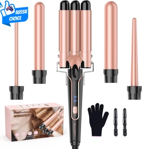 5 in 1 Curling Wand Set Fast Heating Crimper Hair Curling Iron Rose Gold - Picture 1 of 10