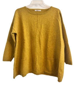 Woolovers Cashmere & Merino Wool Tunic Mustard With Pockets Women's Size XL - Picture 1 of 9