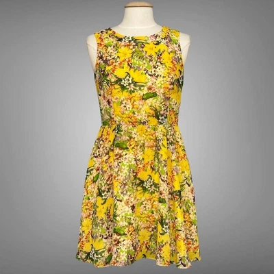 Vestido para mujer London Times 8 amarillo floral recorte retro cottagecore invitada de boda Foto 1 de 4