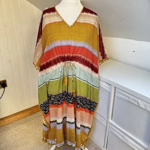 M.A.B.E Kaftan Size M NEW Multicoloured Calla Print Cotton Made In India - Picture 1 of 11