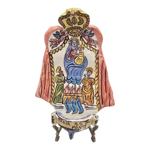 Vtg Maria S.S. Dei Miracoli Italian Handmade Holy Water Wall Plaque - Picture 1 of 6