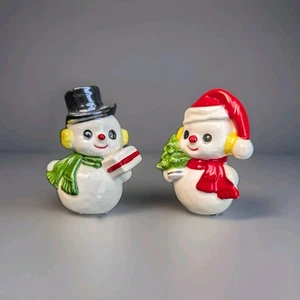 Vintage MCM Christmas Snowman Salt & Pepper Shakers 1182 - Picture 1 of 3