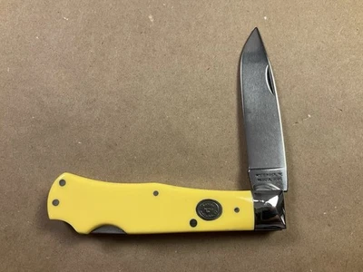 Navaja de bolsillo Moore Maker 3206 DLB de una sola hoja amarilla Delrin Foto 1 de 4