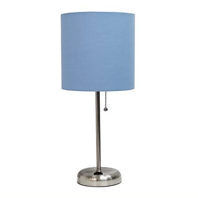 SIMPLE DESIGNS LT2024-BLU Brushed Steel Stick Table Lamp, Blue Shade - Image 1 of 4