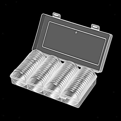 60x 40mm Capsules de pièces de monnaie Collecte de pièces avec étui de - Photo 1/4