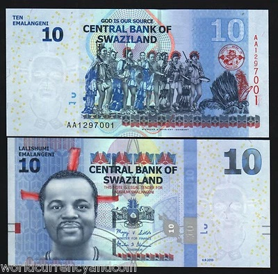 SWAZILAND 10 EMALENGINI P-36 2010 x 10 Pcs Lot AA ELEPHANT LION DANCE UNC NOTE - Image 1 of 3