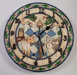 Jim Shore Heartwood Creek St Francis With Animals Wall Clock 12” Works 2005 - Picture 1 of 4