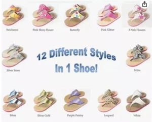 Flip Flop Sandal Kids Swicharoos 12 Styles In One, Size 6/7 Beach Party Summer - Picture 1 of 7