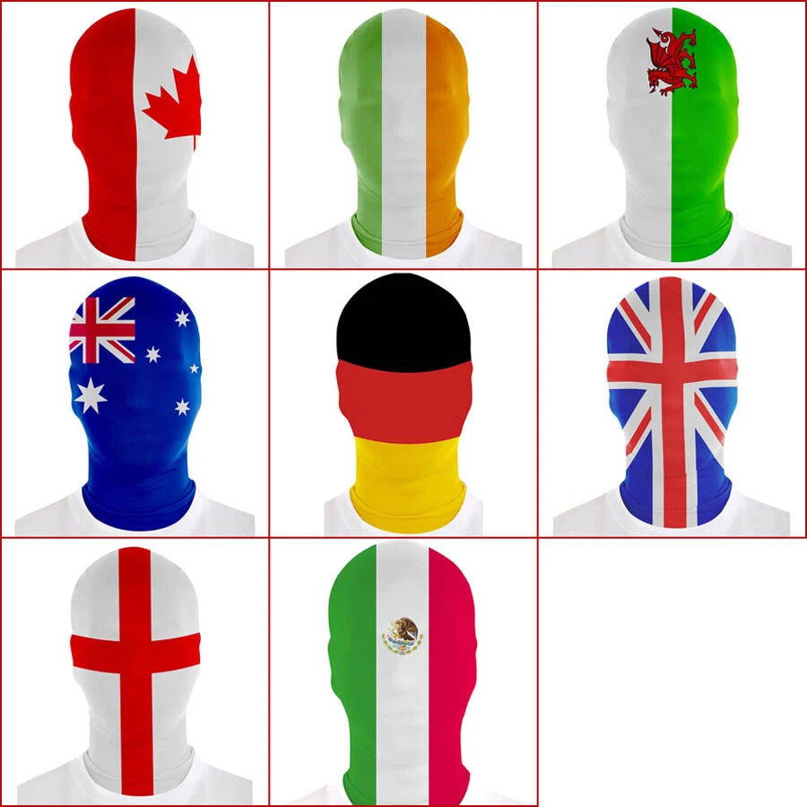 Flaggen Masken / Strumpfmaske Sport Fussball Fan Länder Fahnen Kostüm Party Deko - Bild 1 von 1