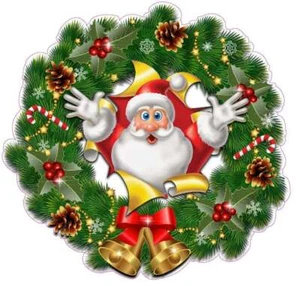 Guirnalda de Navidad con Campanas y Papá Noel A Travesando Ventana y Pared Decoración Calcomanía - Imagen 1 de 5