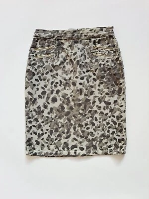 Current/Elliott The Geneva Leopard Pencil Skirt, Steel Gray - Image 1 of 4