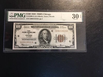 100.00 1929 FRBN Chicago PMG 30 Very Fine EPQ - Image 1 of 2