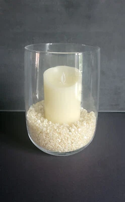 große Glasvase mit Granit OHNE KERZE - Bild 1 von 4