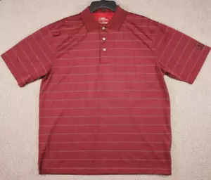PGA Tour Polo Shirt Mens Large Red Grid Check Performance Golfing Short Sleeve - Picture 1 of 12