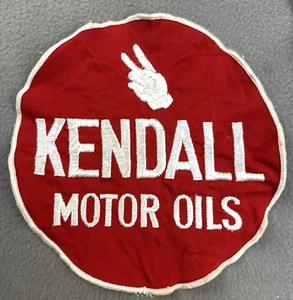 Kendall Motor Oils Embroidered Patch Red Round 8" Vintage 70's - Picture 1 of 8