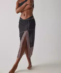 Free People Lilac Combo Into You Half Column Slip SIZE XS Black Purple - Picture 1 of 6