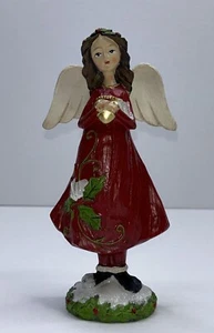 Rite Aid Weihnachtsengel mit goldenem Herz und rotem Kleid Winter Urlaub Deko - Bild 1 von 8