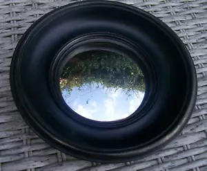 CLASSIC ANTIQUE DESIGN ROUND PORTHOLE CONVEX WITCHES FISHEYE MIRROR BLACK FRAME - Picture 1 of 3