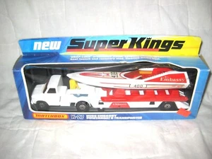 MIB Matchbox Super Kings K-27 Miss Embassy Powerboat Transporter, weiß & rot - Bild 1 von 15