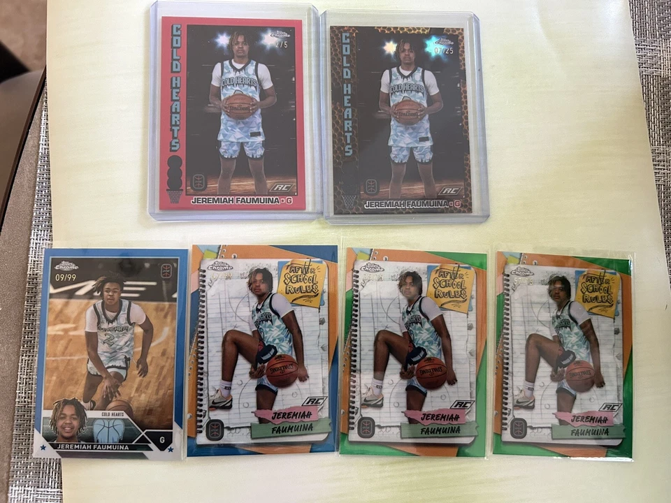 2023-24 Topps Chrome OTE Red Refractor /5 + Basketball /25 SSP Jeremiah Faumuina - Image 1 of 1