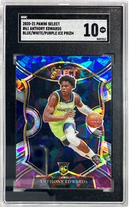 2020-21 Panini Select Anthony Edwards Rookie Blue White Purple Ice SGC 10 GEM MT