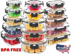 Glass Food Storage Containers 15 Pack Glass Meal Prep Containers, Lunch Boxes - Picture 1 of 8