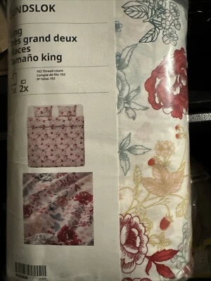 Ikea LUNDSLOK King Duvet cover and pillowcase multicolor floral 204.957.07 - Image 1 of 3