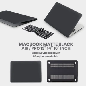 Macbook Matte Black Case / Black Keyboard Cover / LCD Air Pro 13" 13.6" 14" 16" - Picture 1 of 15