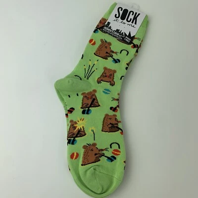 Nuevo con etiquetas Calcetines Sock it to Me Mujer Crew Whack-a-Mole Funky Divertidos Se Ajusta a Tallas 5-11 Verde Foto 1 de 4