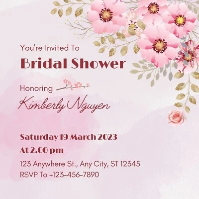 Customizable Bridal Wedding Shower Invitation Card Template #6 DIGITAL DOWNLOAD - Image 1 of 4