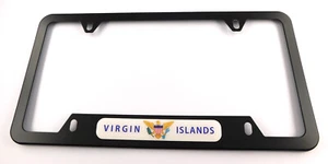Virgin Islands Metal black Aluminium Car License plate frame bottom cutout 4hole - Imagen 1 de 1