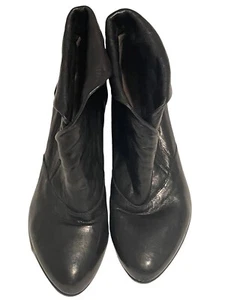 Nero Giardini Ankle Boot Italian Black Supple Leather Size 39 Fold Down Booties - Picture 1 of 7