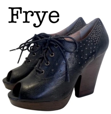 Frye Black Leather Studs Open Toe Chelsea Ankle Booties Size 7.5 - Image 1 of 4