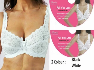 Sujetador cómodo suave sin acolchar para mujer con copa de encaje blanco y negro todas las tallas - Imagen 1 de 3