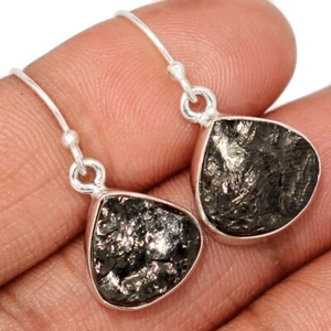 Natural Elite Shungite - Russia 925 Sterling Silver Earrings Jewelry CE48569 - Picture 1 of 1