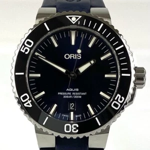Oris Aquis Date 7730 Automatic Date Indicator Exhibition Blue Resin Belt - Picture 1 of 17