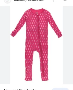KicKee Pants Prickly Pear Mini Seahorses Muffin Ruffle Coverall with Zipper - Picture 1 of 8