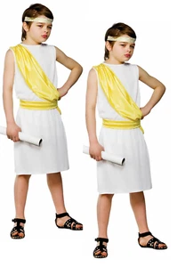 Bambino Antico Greco Ragazzo Costume Travestimento Libro Giorno Toga - Bild 1 von 5