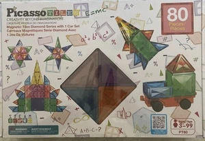 Picasso Tiles 80 Piece Diamond Series With 1 Car Set New/Sealed  - Picture 1 of 2