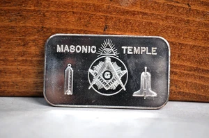 SELTENER .999 Silberbarren 1oz Freimaurer Tempel - Bild 1 von 9